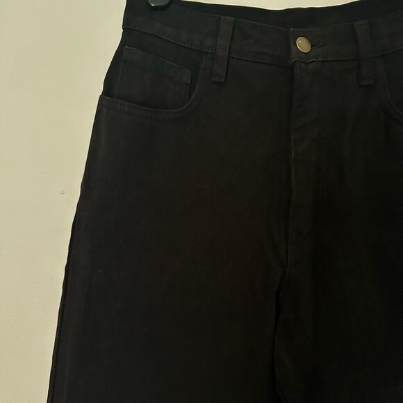 American Apparel Wide leg Black Jeans High rise Cotton Denim size 28 - Picture 2 of 7